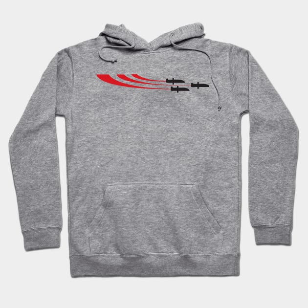 Knives at 9 o'clock Hoodie by RussellTateDotCom